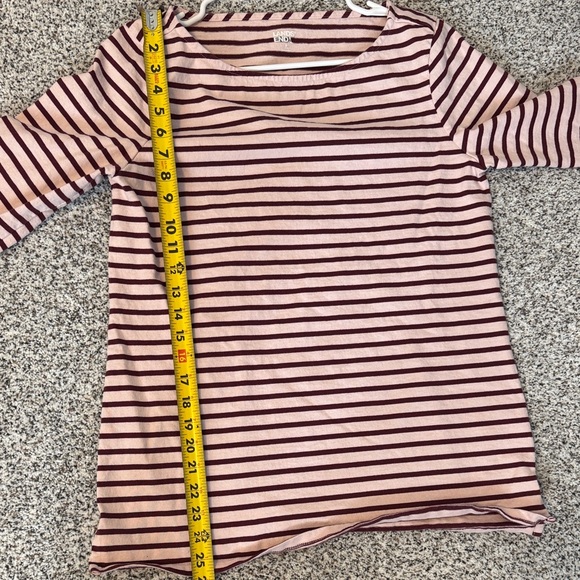 Lands' End Boatneck Tunic Pink and Burgundy Striped Top - Picture 7 of 7